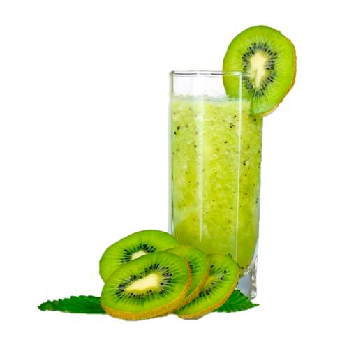 Kiwi Juice - Ripe juicy kiwi fruit cleaned and made into a juice with bright green color.
