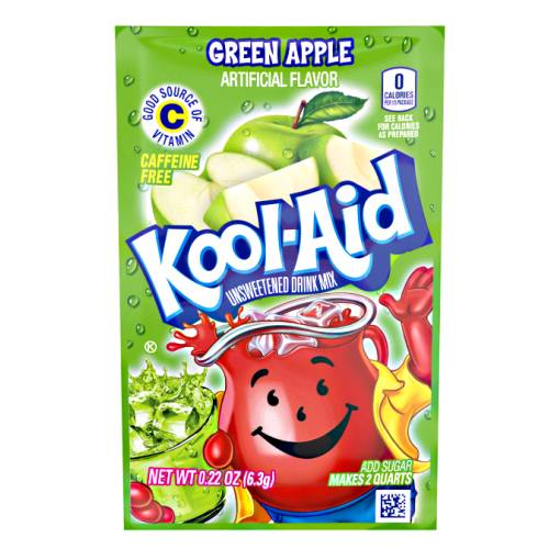 Kool Aid Apple - Apple Kool Aid powder with rich apple flavoured and strong green color.