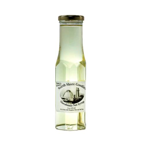 Macadamia flavor syrup made with macadamia nuts and sugar.