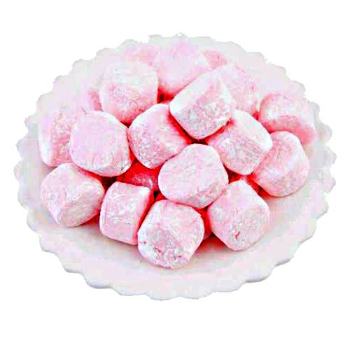 Strawberry Marshmallow is a sugar based candy that in its modern form typically consists of sugar water and gelatin whipped to a squishy consistency.