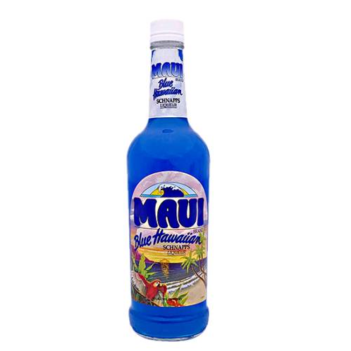 Maui Blue - Blue maui hawaiian flavored schnapps liquer with bright blue color.