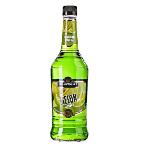 Hiram Walker melon liqueur is vibrant green color fresh aroma of juicy ripe honeydew melons.