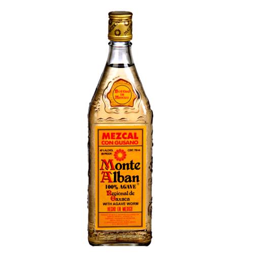 Mezcal Monte Alban - Monte Alban Mezcal containing the famous worm that inhabits the Agave plant Monte Alban is a big and bold Mezcal with all the fire and brimstone one would expect.