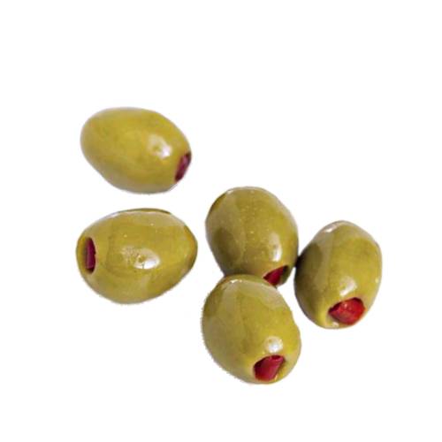 Red jalapeno stuffed olives with light red jalapeno chili pepper.