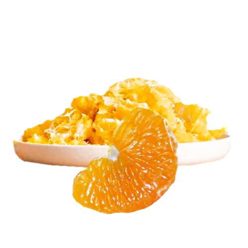 Orange Pulp - Orange Pulp is when you clean the orange segments from the white albedo then mashing the cells into a orange pulp.