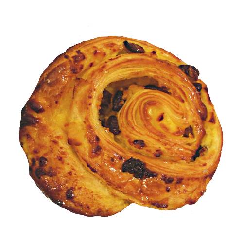 Pain aux raisins also called escargot or pain russe is a spiral pastry often eaten for breakfastand is names translate as raisin bread snail.