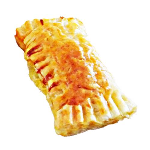 Blueberry turnover pastry is made by filling butter pasty with a blur berry pulp.