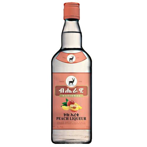 Peach Liqueur National Alcohol - National Alcohol Peach Liqueur is a clear full peach flavour.
