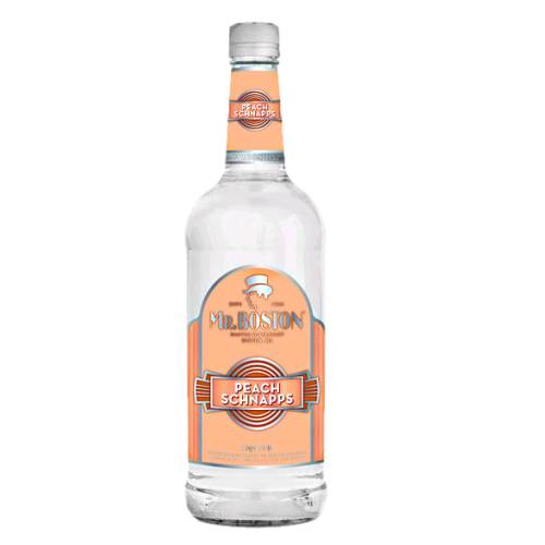 Mr Boston peach schnapps flavors of peach candy and vanilla candle with a tangy sweet body and long peach juice and blossoms and candied mango and lemon finish.