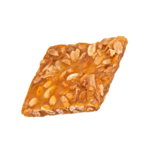 Peanut Brittle - Peanut bound with hard caramel and or praline.