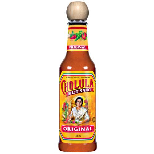 Cholula Pepper Sauce is a old family recipe made with arbol and piquin peppers blended with a balanced flavour mix of spices.
