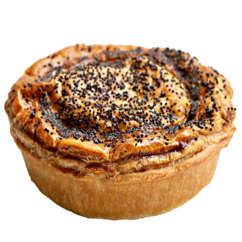 Pie Beef Wine Red - Red Wine Beef Pie is made by cooking beef steak with red wine and herbs into a thich sauce then placed into a puff pastry then baked with a lid and small to eat with one hand.