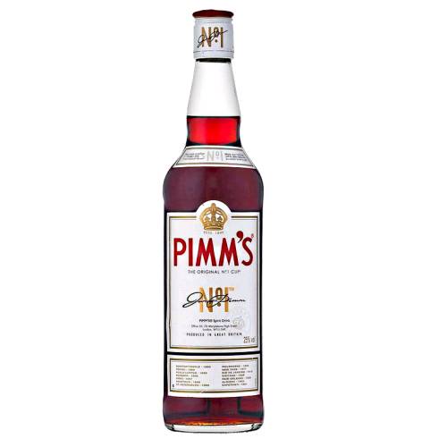 Pimms No1 - Pimms is a brand of fruit cups but may also be considered a liqueur and infusing lots of lovely gin with herbal botanicals caramelized orange and delicate spices.