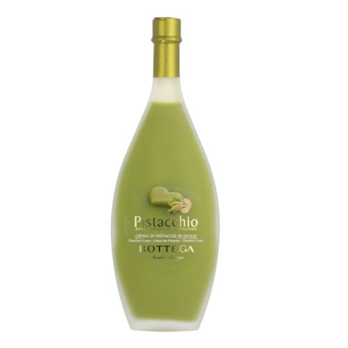 Pistachio Liqueur Bottega - Bottega pistachio nut cream liqueur with a bright green color.