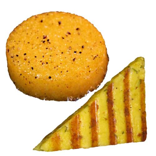 Cheese Polenta is boiled cornmeal with cheese and solidify into a loaf that can be grilled baked or fried.