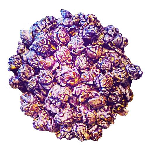 Purple Popcorn is purple corn cooked with a little oil until it blows up.