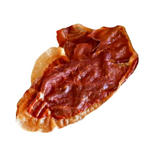 Toasted Prosciutto is dry cured ham that is thinly sliced then toasted into a crispy salty style meat chip.