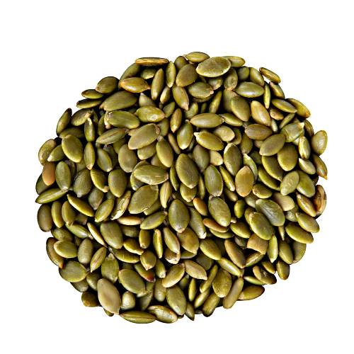 Pumpkin seeds are from a a cultivar of squash that is round with smooth slightly ribbed skin and is most often deep yellow to orange.