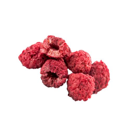 Raspberry that are dehydrate or sun dried with a soft texture.