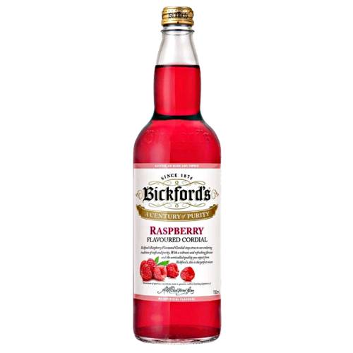 Raspberry Syrup Bickfords - Bickfords Raspberry Syrup is a bright red thick and sweet syrup rich in the bitter flavour of raspberries.