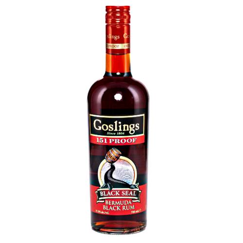 Rum 151 Proof Goslings - Goslings 151 Proof Rum is Dark brown in color with spiced toffee and dried fruits flavour.