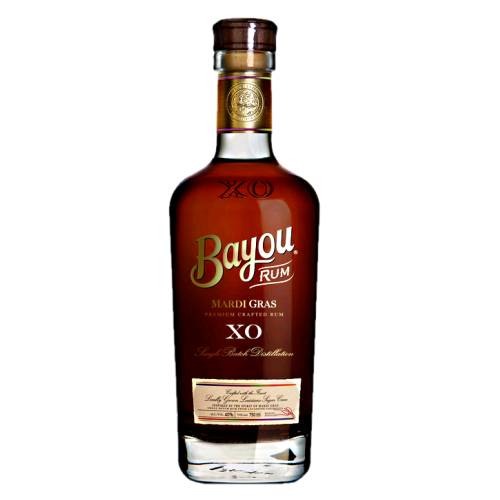 Bayou XO dark rum is a premium rum produced through single batch distillation in copper pot stills and aged in casks for six years.