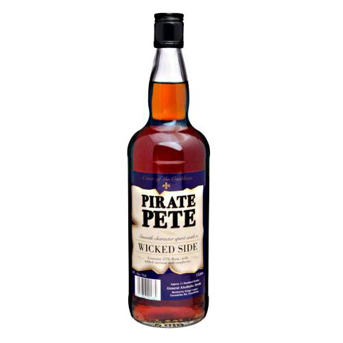 Rum Pirate Pete - Pirate Pete Rum is a low alcohol rum style spirit made with dark rum with added sucrose and raspberrywith it has the table of the carribbean and can be enjoyed with cola and ice.
