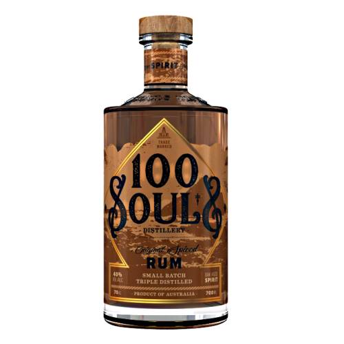 100 Souls Spiced Rum is triple pot distilled and aged in oak hogshead for a period of two years and after one year vanilla bean allspice nutmeg cinnamon and orange peel are added to the barrel and aged for a further 12 months.