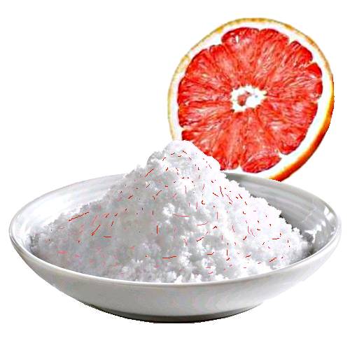 Grapefruit Salt is sodium chloride rubed with the skin of grapfruit to release the oils from the grapfruit peel into the salt with bits of skin to give a strong grapefruit scent.