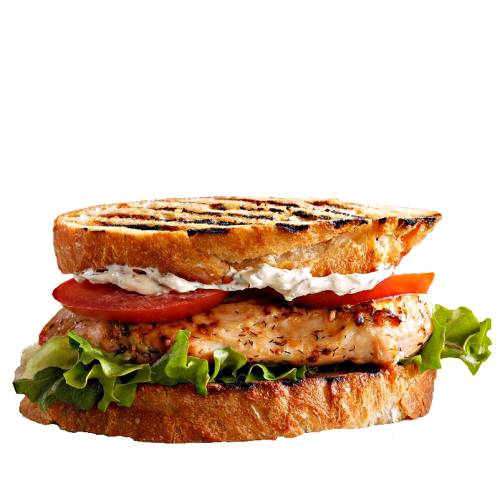 Chicken Toasted Sandwich on crispy toasted bread with chicken and salad all bound together with tasty sauces.
