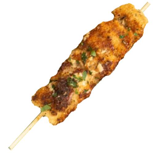 Chicken Schnitzel Skewer is made from pices of chicken on a stick then crummed then fried until golden brown.