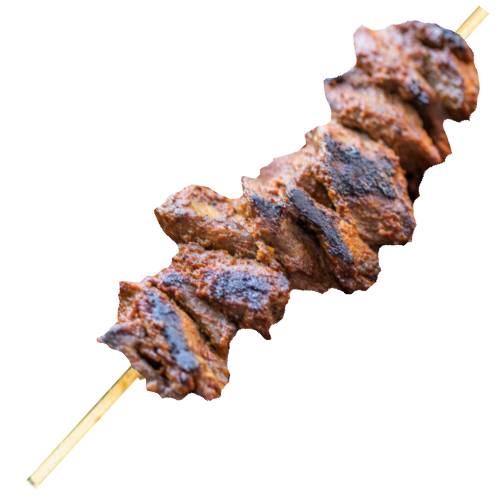 Kangaroo Skewer is made by place marinated kangaroo onto a stick then grilled on a open BBQ until goldend brown then lightly salted.