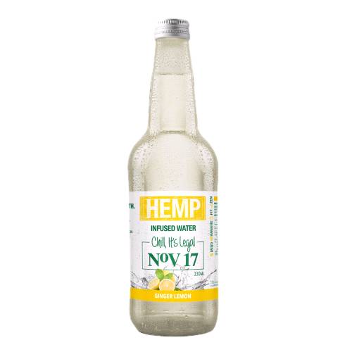 Soda Water Hemp Hempoz - Hempoz hemp water with natural flavours of ginger and lemon are combined with the smooth taste of hemp or Cannabis.