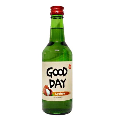 Good Day lychee soju rice spirit with lychee flavour.