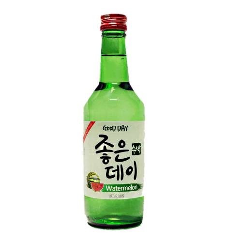 Good Day watermelon soju rice spirit with watermelon flavour.