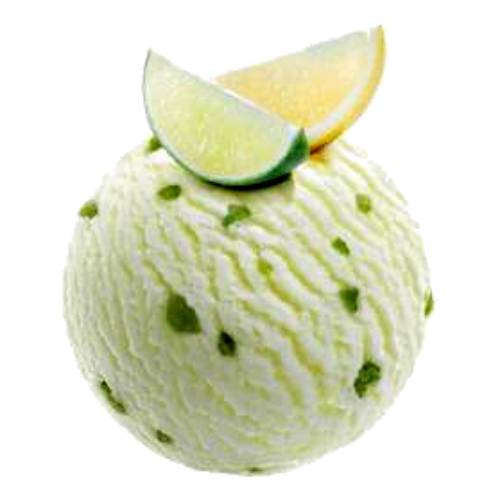 Lime Sorbet flavourd ice made by churning untill frozen smooth in texture.