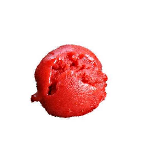 Raspberry Sorbet is made by churning raspberry pulp with sugar untill frozen smooth with a bright red color and bitter sweet taste.