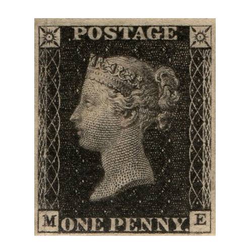 Stamp - Stamp penny black features the face of queen Victoria.