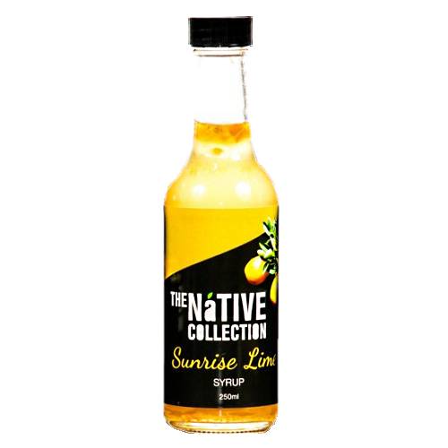 Sunrise Lime Syrup Native Collection - Native collection sunrise lime syrup with bright gold color.