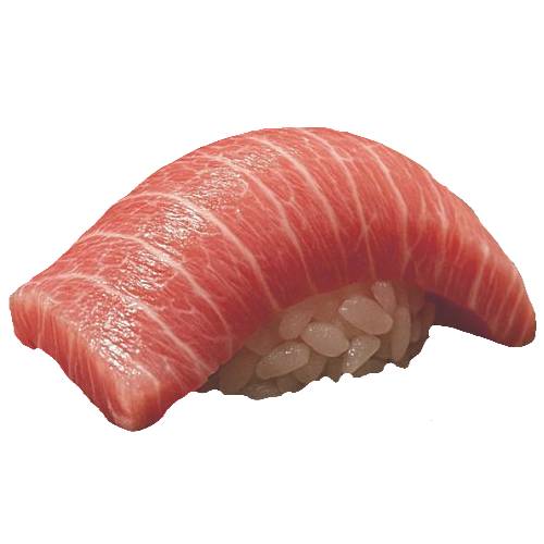 Sushi Nigiri Otoro Jabara - Otoro Jabara Nigiri Sushi is a fatty lined tuna style of nigiri on top of a block of rice.