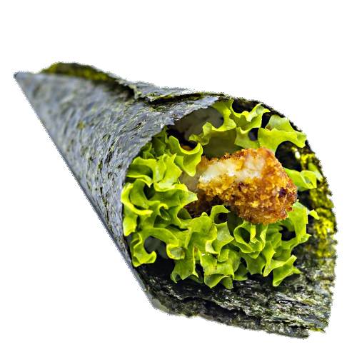 Sushi Temaki Chickten Letuce - Chickten Letuce Temaki Sushi is nori seaweed stuffed with lettuce abd chicken and other flavours like mayo.