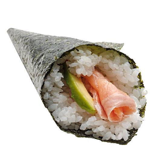 Sushi Temaki Kunsei - Kunsei Temaki Sushi is smoked salmon and avocado wrapped into a cone of rice and seaweed.
