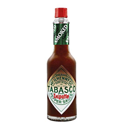 Tabasco Chipotle Pepper Sauce - Tabasco Chipotle Sauce is a thick bodied sauce made from red jalapenos slowly smoked over a pecan wood fire and medium scoville rating.