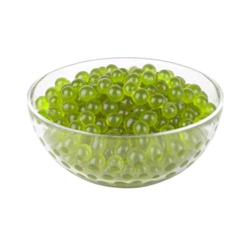 Tapioca balls flavoured with lime also called tapioca pearls or boba or bubble.