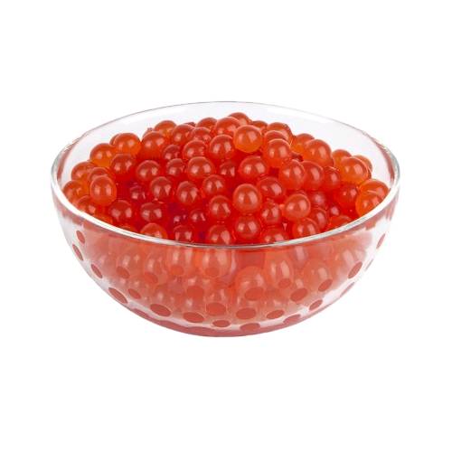 Tapioca balls with pomegranate flavour also called tapioca pearls or boba or bubble.