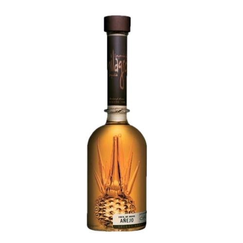 Milagro anejo tequila is packaged in this remarkable hand blown crystal bottle made from blue agave grown in the highlands of Jalisco including spending 3 years in oak.