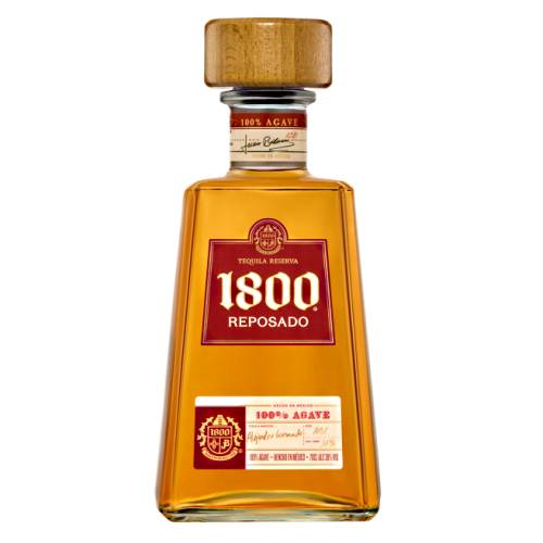 Tequila Reposado 1800 - 1800 reposado tequila is crafted using 8 to 12 year old agave and is matured in oak barrels for no less than six months with buttery caramel mild spices and a touch of smokiness.