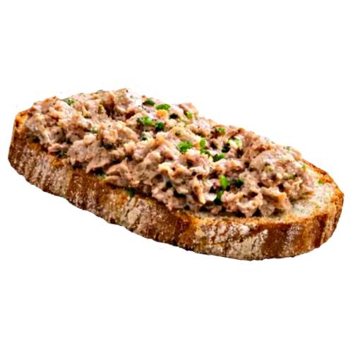 Toast Rillette Pork - Pork Rillette Toast is slow cooked pork mixed with a number of flavours then topped on toast.