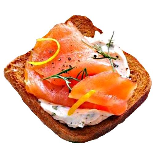 Smoked Salmon Toast is a toasted bread topped with cream cheese with a slice of smoked salmon.