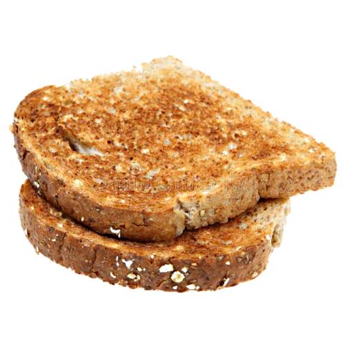 Toast - Toast is made by cutting a loaf of bread then lightly cooking.